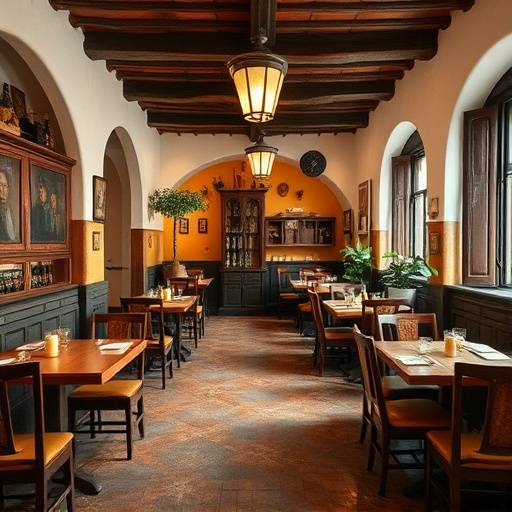 Interior del restaurante con mesas de madera y decoraci&oacute;n tradicional espa&ntilde;ola
